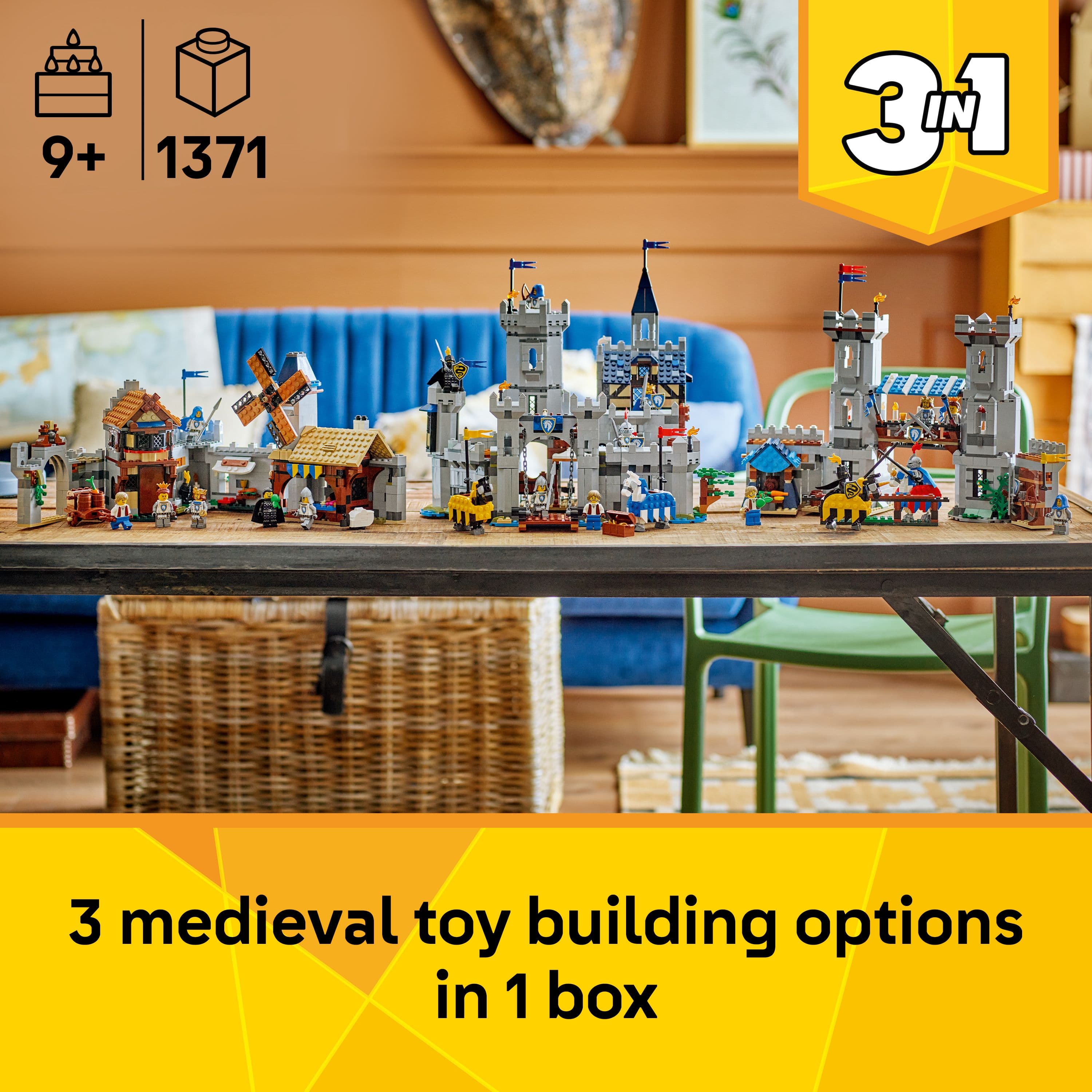 Lego Creator 3 in 1 31168 Medieval Horse Knight Castle for Ages 9 & Up