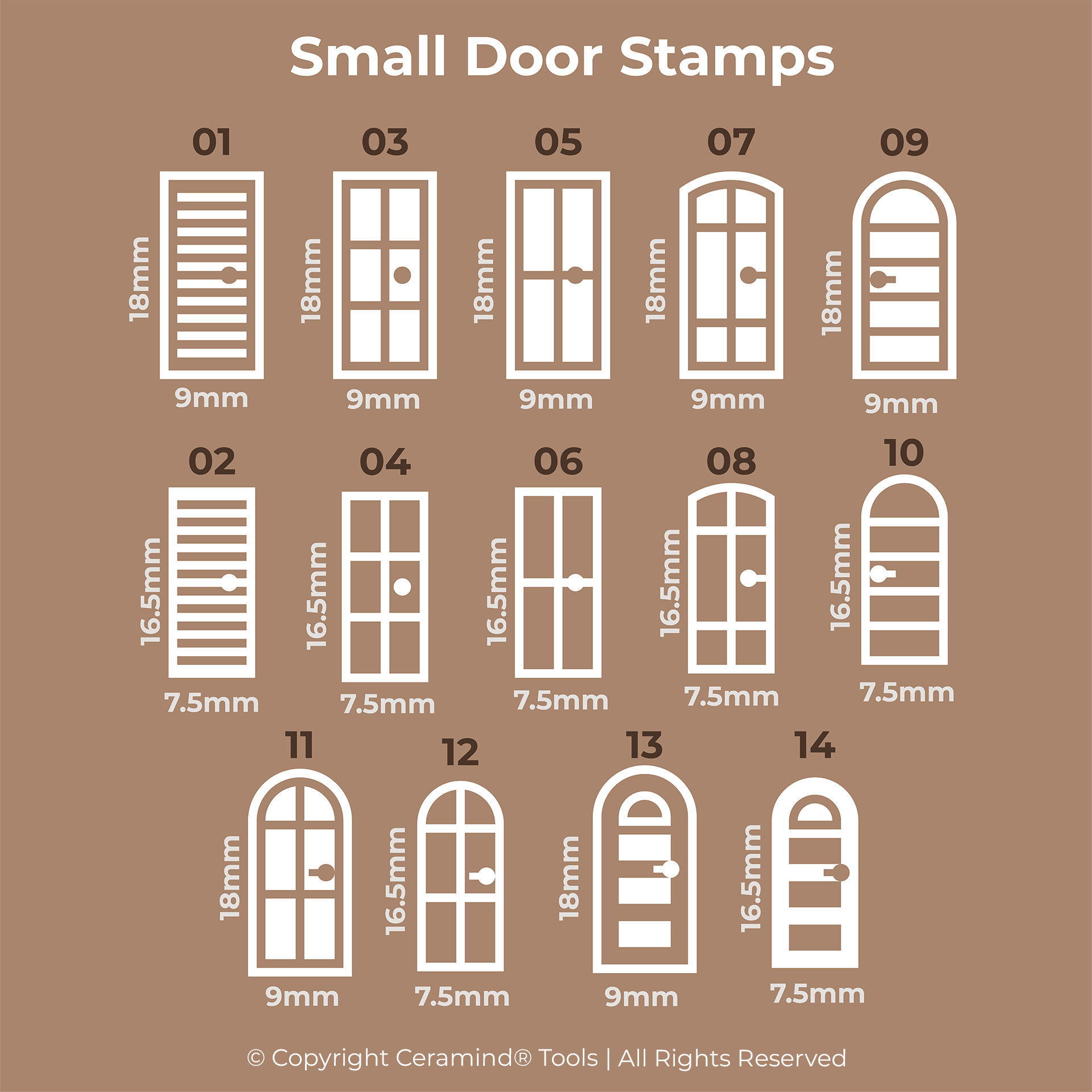 Door Stamp Set of 18