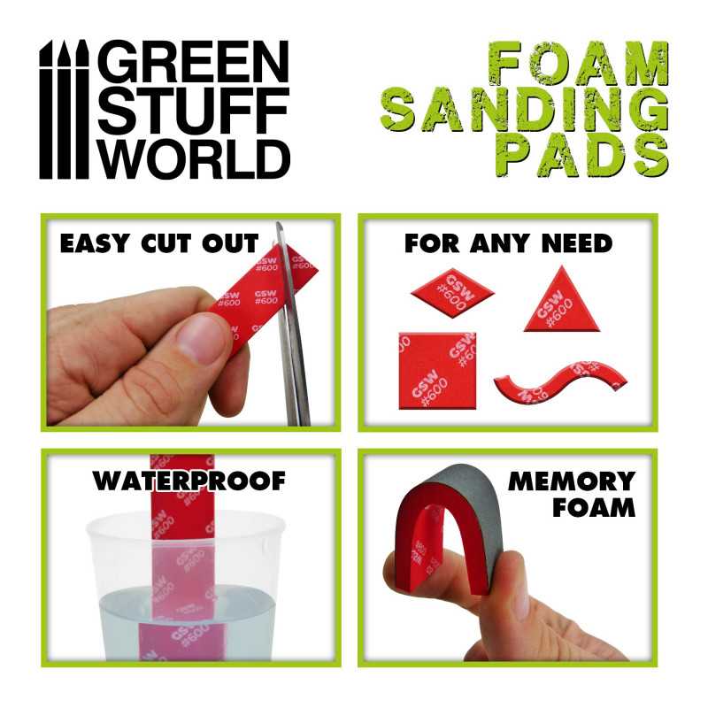 Assorted Fine Grit Foam Sanding Pads - 20pk | Green Stuff World