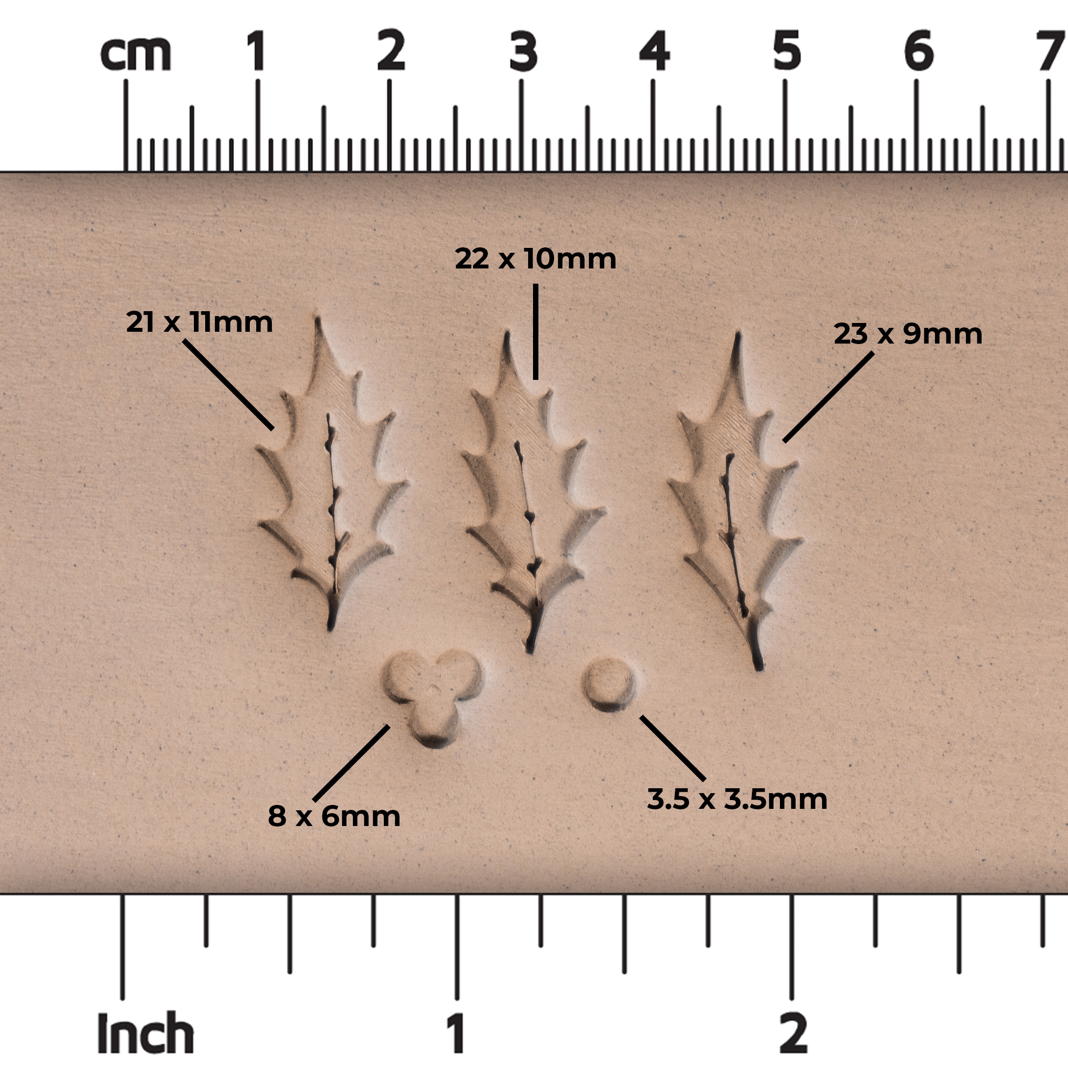 Holly Leaf & Berry Stamps - 3 Sizes