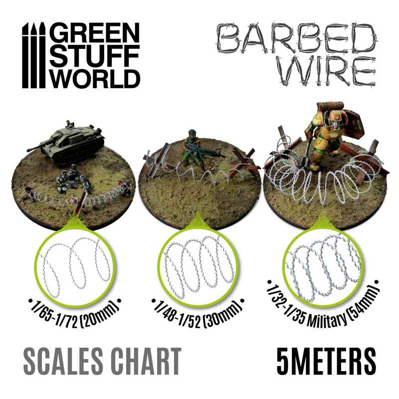 Green Stuff World: 3d Printed Resin Bits Scenery - Simulated Barbed Wire - 1:32-1:35 (5m)