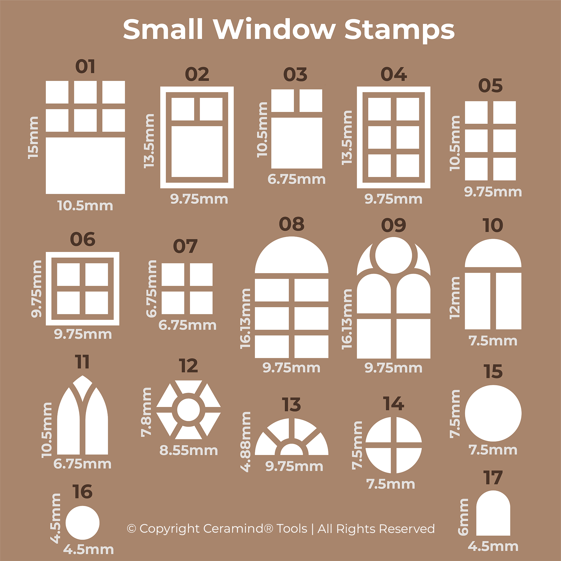 Window Stamp Set of 17